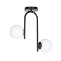 Emibig Emibig lampe de plafond noire courbée Helsingfors avec 2 ampoules en verre blanc E14 - Idéale pour un éclairage élégant dans n'importe quelle pièce