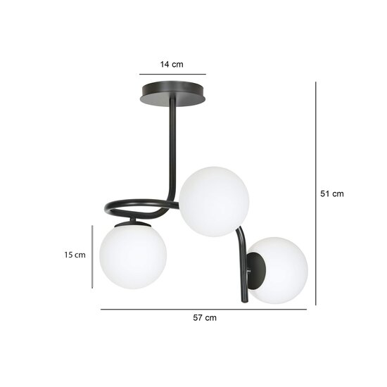 Emibig Emibig Helsingfors ceiling lighting black with 3 white bulbs for E14 - Ideal lighting for modern interiors