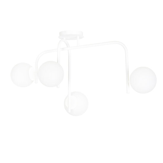 Emibig Emibig Helsinki speciale witte plafondlamp met gebogen armen en 4x E14 in een witte bol - Perfecte verlichting voor elke ruimte