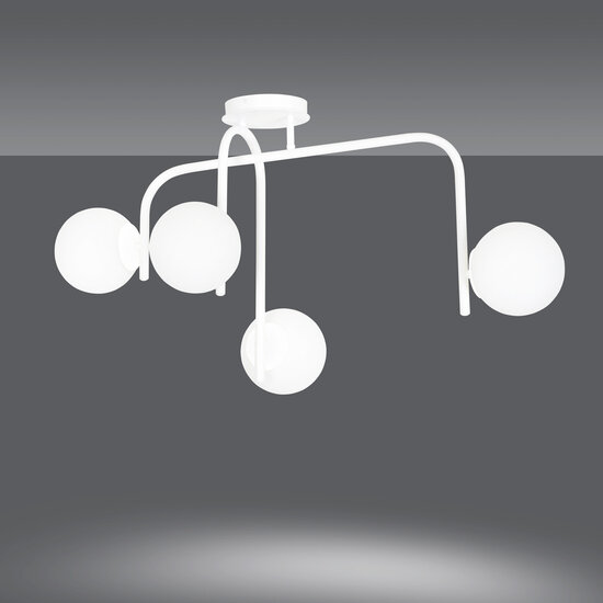 Emibig Emibig Helsinki speciale witte plafondlamp met gebogen armen en 4x E14 in een witte bol - Perfecte verlichting voor elke ruimte