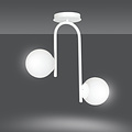 Emibig Emibig lampe de plafond blanche courbée Helsinki avec 2 globes en verre blancs E14 - Éclairage parfait pour chaque espace