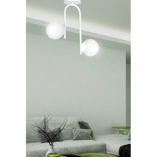 Emibig Emibig lámpara de techo blanca curvada Helsinki con 2 bombillas de vidrio blancas E14 - Iluminación perfecta para cualquier espacio