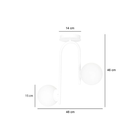 Emibig Emibig lámpara de techo blanca curvada Helsinki con 2 bombillas de vidrio blancas E14 - Iluminación perfecta para cualquier espacio