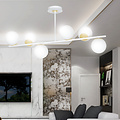 Emibig Emibig Struer white with gold 6 lamp hanging lamp with milky white bulbs E14 - Perfect for modern interiors