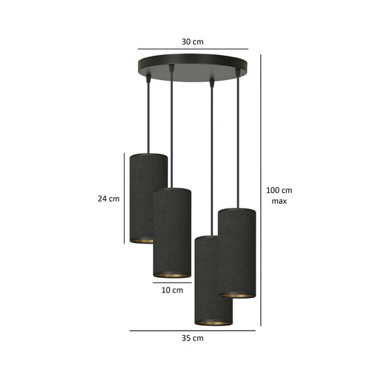 Emibig Emibig Albertslund gran lámpara colgante redonda con 4 tubos negros 4x E27 - Iluminación ideal para cualquier espacio