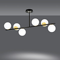Emibig Emibig Lampe suspendue Struer noire et dorée avec ampoules blanches laiteuses 6x E14 - Éclairage élégant pour tous les espaces