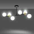 Emibig Emibig Struer hanging lamp black and gold with milky white bulbs 6x E14 - Stylish lighting for any space