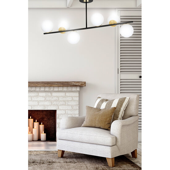 Emibig Emibig Lámpara colgante Struer negra y dorada con bombillas blancas lechosas 6x E14 - Iluminación elegante para cualquier espacio