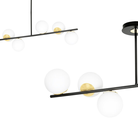 Emibig Emibig Struer hanging lamp black and gold with milky white bulbs 6x E14 - Stylish lighting for any space