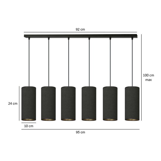 Emibig Emibig Albertslund 6 tubos lámpara colgante XXL negra 6x E27 - Crea un ambiente acogedor en tu hogar
