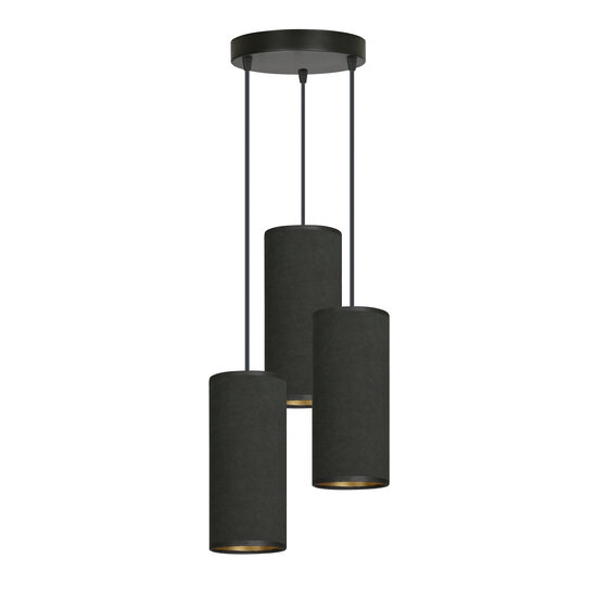 Emibig Emibig Albertslund ronde pendellamp met 3 gitzwarte moderne kokers 3x E27 - Perfecte verlichting voor elke ruimte
