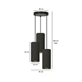 Emibig Emibig Lampe suspendue ronde Albertslund avec 3 tubes modernes noirs 3x E27 - Éclairage idéal pour chaque espace
