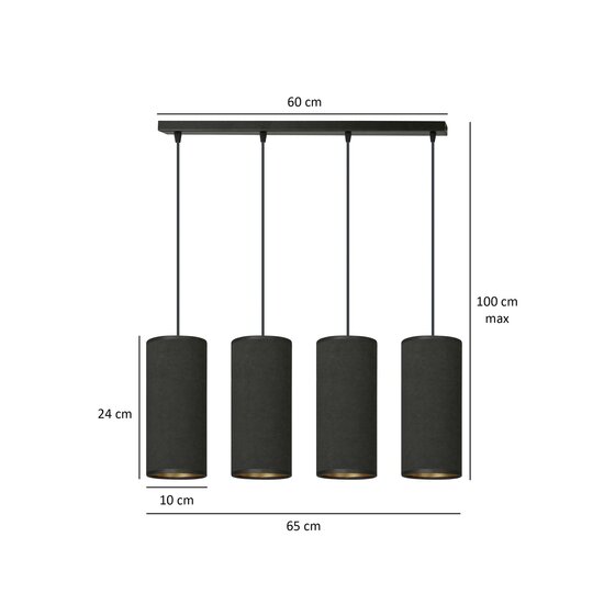 Emibig Emibig Albertslund 4 cilinders grote hanglamp volledig zwart 4x E27 - Creëer een sfeervolle ambiance in uw woning