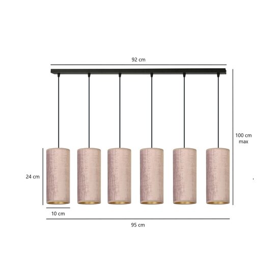 Emibig Emibig Rebild 6 Röhren XXL Hängeleuchte rosa 6x E27 - Ideal für eine gemütliche Atmosphäre