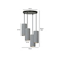 Emibig Emibig Nordfyn große runde Pendelleuchte mit 4 grauen Röhren 4x E27 - Ideal für eine warme Atmosphäre in jedem Raum