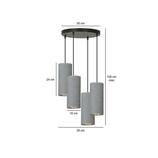 Emibig Emibig Nordfyn large round pendant lamp with 4 gray tubes 4x E27 - Ideal for creating a warm atmosphere in any space
