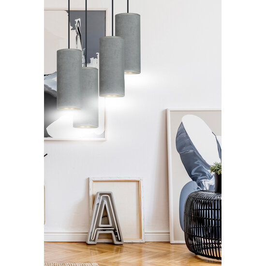 Emibig Emibig Nordfyn grote ronde pendellamp met 4 grijze kokers 4x E27 - Perfect voor sfeervolle verlichting in elke ruimte