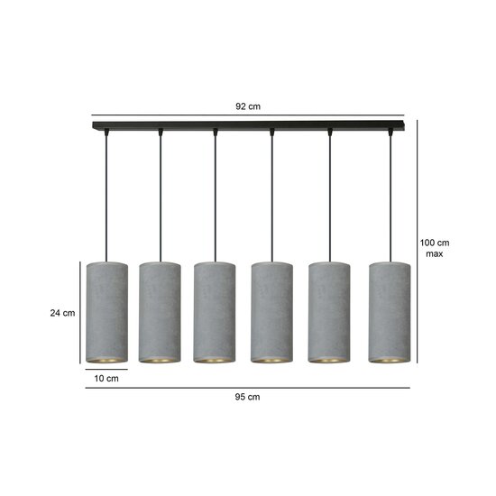 Emibig Emibig Nordfyn 6 tubes XXL hanging lamp gray 6x E27 - Illuminate your space with style