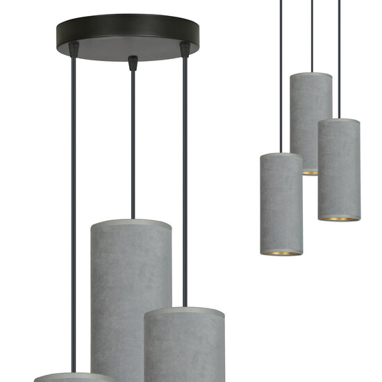 Emibig Emibig Nordfyn ronde pendellamp met 3 grijze moderne kokers 3x E27 - Perfect voor sfeervolle verlichting in uw keuken