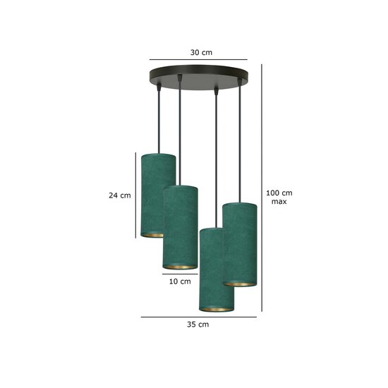 Emibig Emibig Odsherred gran lámpara colgante redonda con 4 tubos verdes 4x E27 - Ilumina tu espacio con estilo