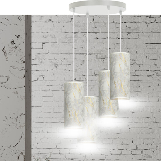 Emibig Emibig Ringsted large round pendant lamp with 4 tubes of white marble 4x E27 - Perfect lighting for any space