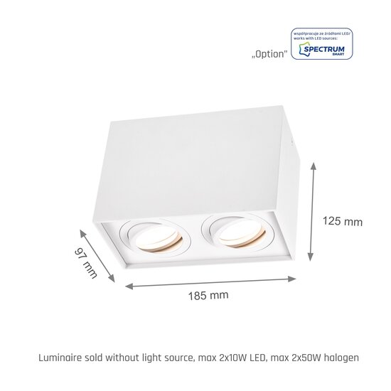 Spectrum LED Spectrum LED CHLOE DUO 2XGU10 IP20 RECTANGLE WHITE ADJUSTABLE SPOT - Create the perfect atmosphere in your space