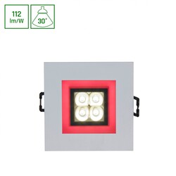 Spectrum LED FIALE 4LED 4X1W 30DEG 230V SQUARE WW LED SPOT RED FRAME