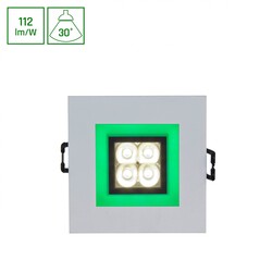 Spectrum LED FIALE 4LED 4X1W 30DEG 230V SQUARE WW LED SPOT GREEN FRAME