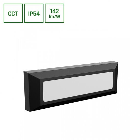 Spectrum LED Spectrum LED ENCANTA 6W CCT 230V IP54 230x80x30MM BLACK SURFACE FACADE FACE - Perfecte verlichting voor buitenruimtes