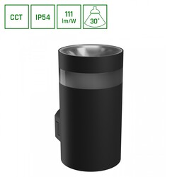 Spectrum LED TORRE RING 9W CCT 230V IP54 99x78x156MM BLACK ROUND FACADE LAMP
