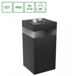 Spectrum LED TORRE RING 9W CCT 230V IP54 99x78x156MM BLACK SQUARE FACADE LAMP