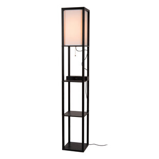 LUCIDE MENNO - Floor Lamp - 1xE27 - With Wireless Charger - Black