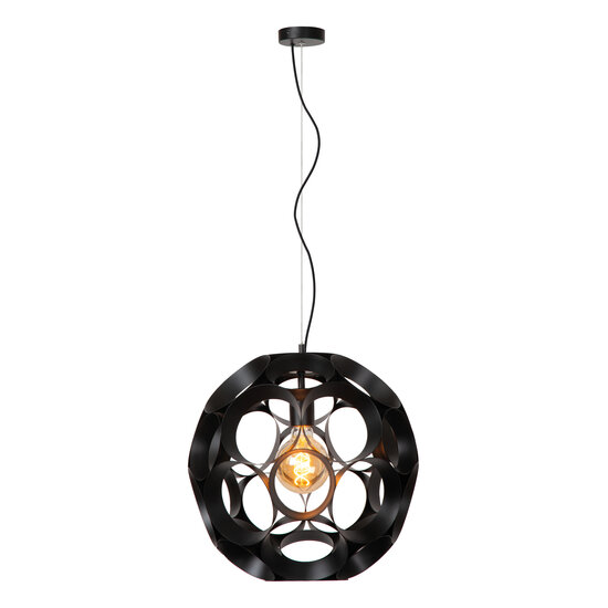 LUCIDE LUCIDE HANNELORE - Lámpara Colgante - Ø 40 cm - 1xE27 - Negra - Perfecta para crear un ambiente acogedor en interiores