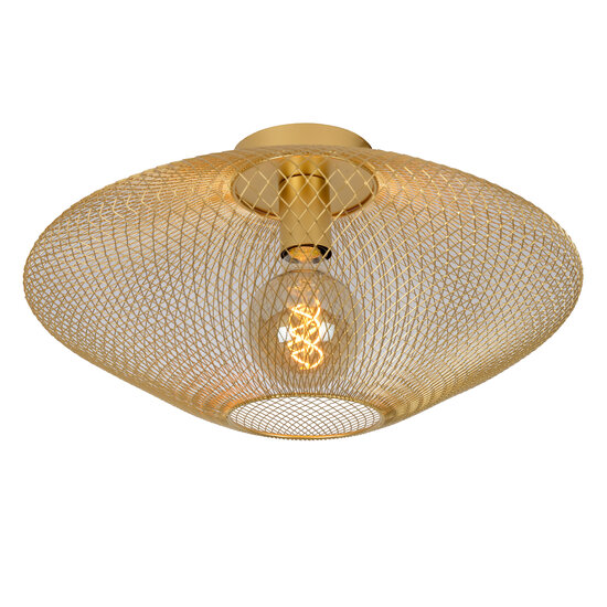LUCIDE OUTLET - LUCIDE MESH - Ceiling Light - Ø 45 cm - 1xE27 - Matte Gold / Brass - Create a warm atmosphere in your interior