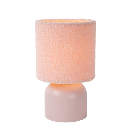LUCIDE LUCIDE WOOLLY - Lampe de Table - Ø 16 cm - 1xE14 - Rose - Créez une ambiance chaleureuse dans votre intérieur