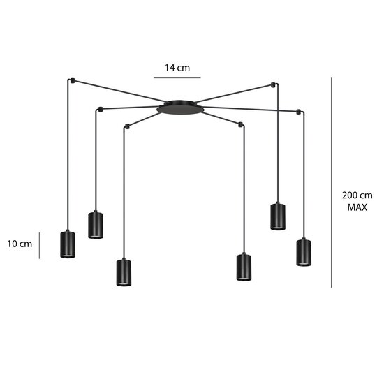 Emibig Emibig TRAKER 6 BL/BLACK - Lámpara colgante moderna para interiores elegantes