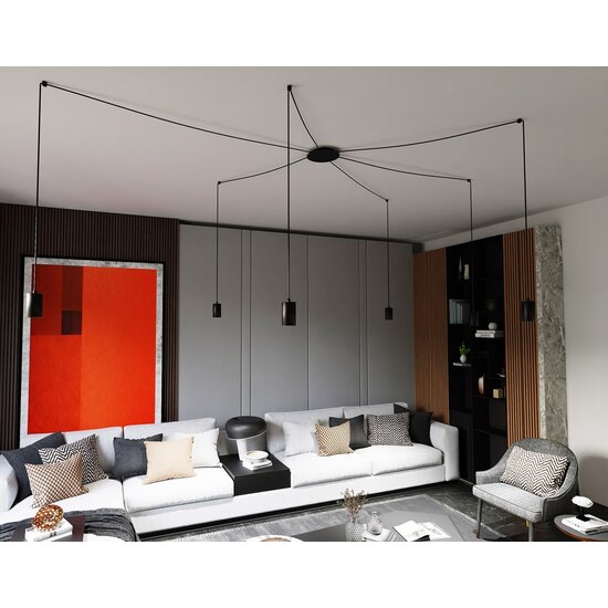 Emibig Emibig TRAKER 6 BL/BLACK - Moderne Pendelleuchte für stilvolle Innenräume