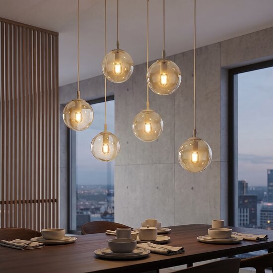 Emibig Emibig COSMO 6 MOKKA AMBER - Modern pendant lamp for stylish lighting