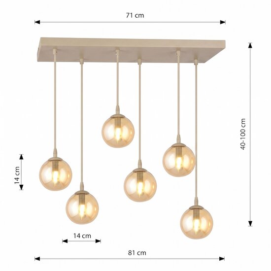 Emibig Emibig COSMO 6 MOKKA AMBER - Lampe suspendue moderne pour un éclairage élégant