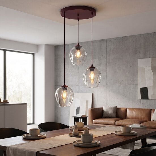 Emibig ISTAR 3PREM BURGUND TRANSPARENT - Lámpara colgante moderna para una iluminación elegante