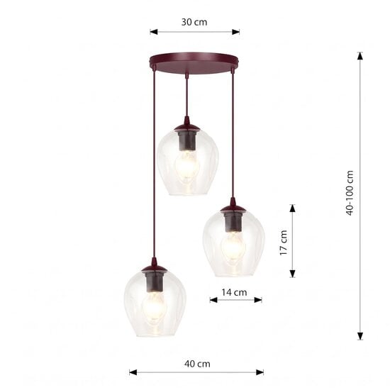 Emibig Emibig ISTAR 3PREM BURGUND TRANSPARENT - Modern pendant lamp for stylish lighting