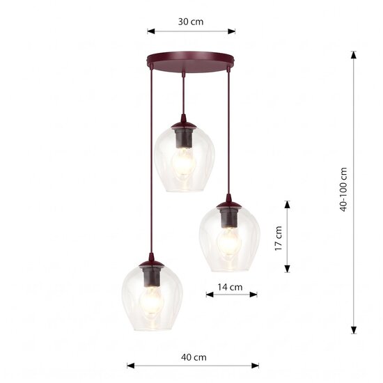 Emibig ISTAR 3PREM BURGUND TRANSPARENT - Lámpara colgante moderna para una iluminación elegante