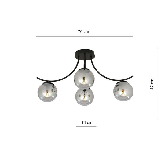 Emibig Emibig BOSTON 4 BLACK/GRAFIT - Lampe de plafond moderne pour des espaces élégants