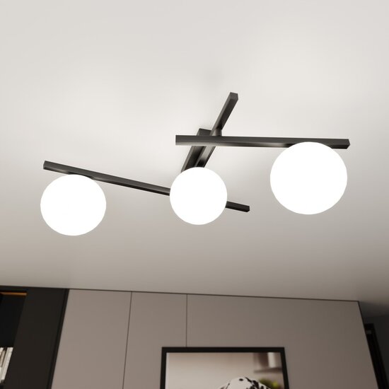 Emibig Emibig SMART 3 BLACK/OPAL - Lámpara de techo moderna para cualquier espacio
