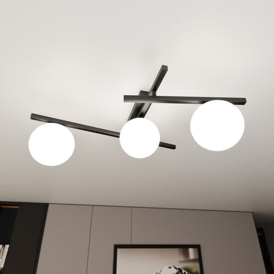 Emibig Emibig SMART 3 BLACK/OPAL - Modern ceiling lamp for any space
