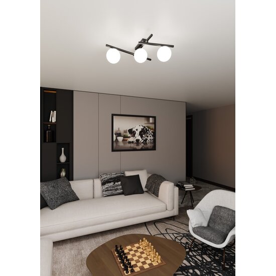 Emibig Emibig SMART 3 BLACK/OPAL - Lampe de plafond moderne pour tous les espaces