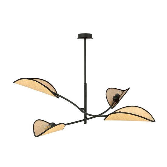 Emibig Emibig LOTUS 4 BLACK/RATTAN - Stilvolle Deckenlampe für jeden Raum