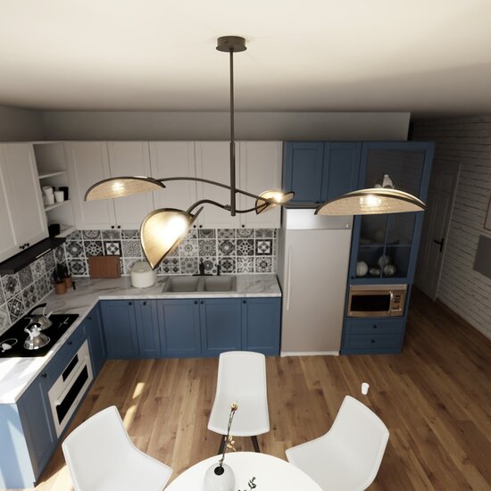 Emibig Emibig LOTUS 4 BLACK/RATTAN - Stilvolle Deckenlampe für jeden Raum