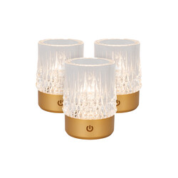Lucide LILY - Rechargeable Table Lamp - Battery - Ø 8 cm - LED 3 StepDim - 1x3W 2700K/3000K - Matte Gold / Brass - Set of 3