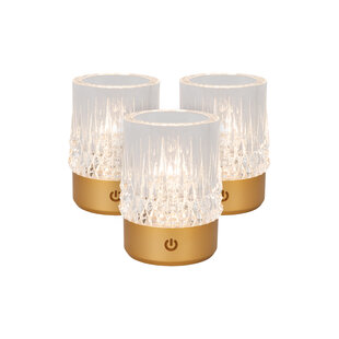 Lucide LILY - Rechargeable Table Lamp - Battery - Ø 8 cm - LED 3 StepDim - 1x3W 2700K/3000K - Matte Gold / Brass - Set of 3